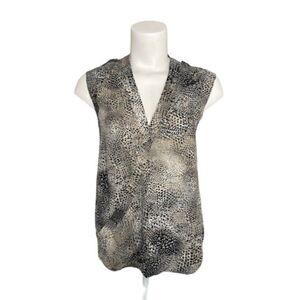 Womens APT 9 Gray Black Snake Python Print V Neck Surplice‎ Sleeveless Top Sz XS